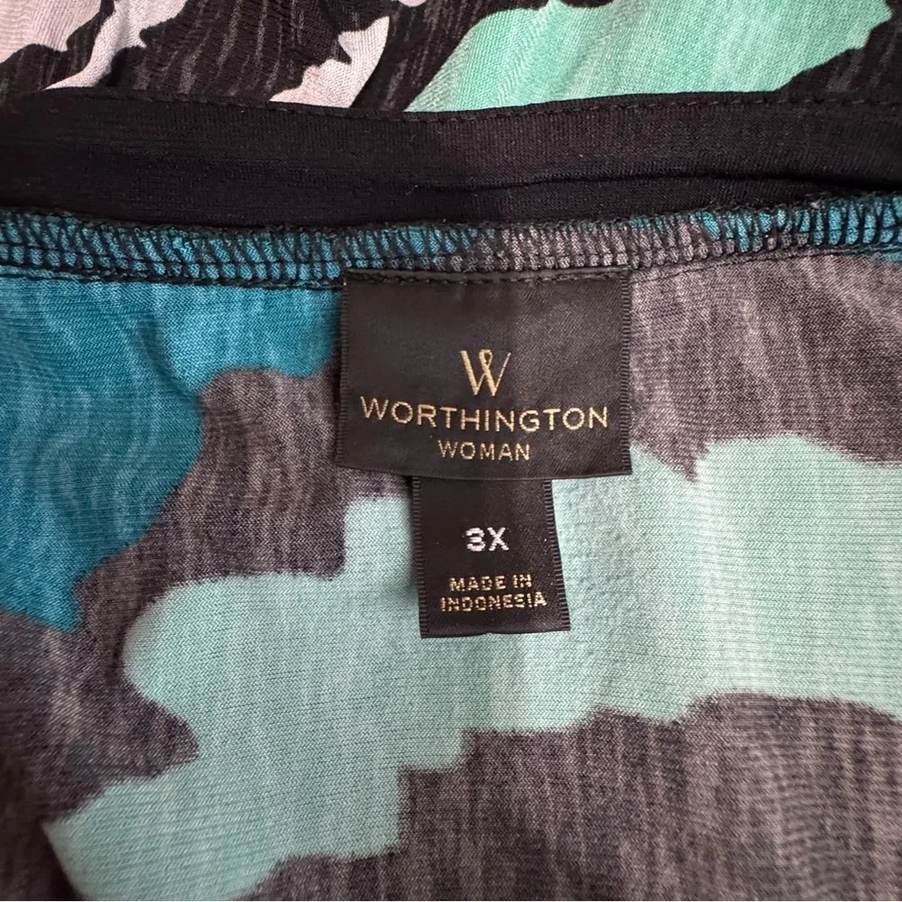 Worthington Chic Teal Zebra Print Sleeveless Top